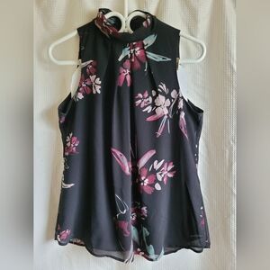 Le Chateau Black Floral Sleeveless Blouse